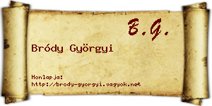 Bródy Györgyi névjegykártya